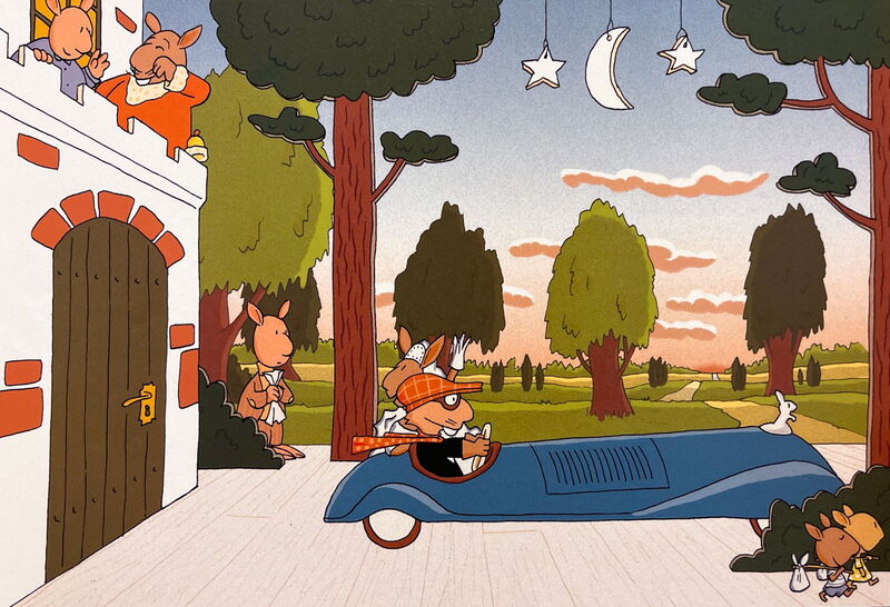 Illustration der Heidehasen im Auto von Ole Könnecke